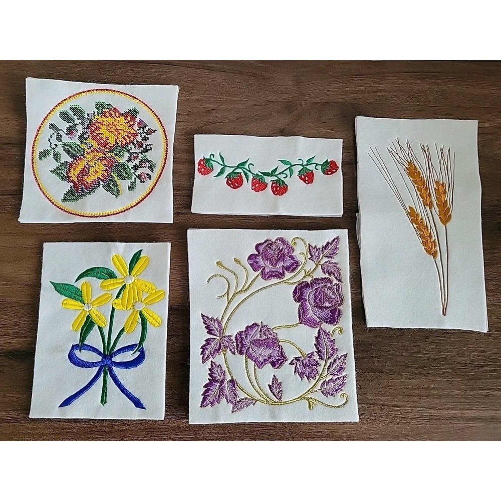 Vtg Embroidery Floral Block Squares for Quilting Arts Crafts Boho Cottage Granny